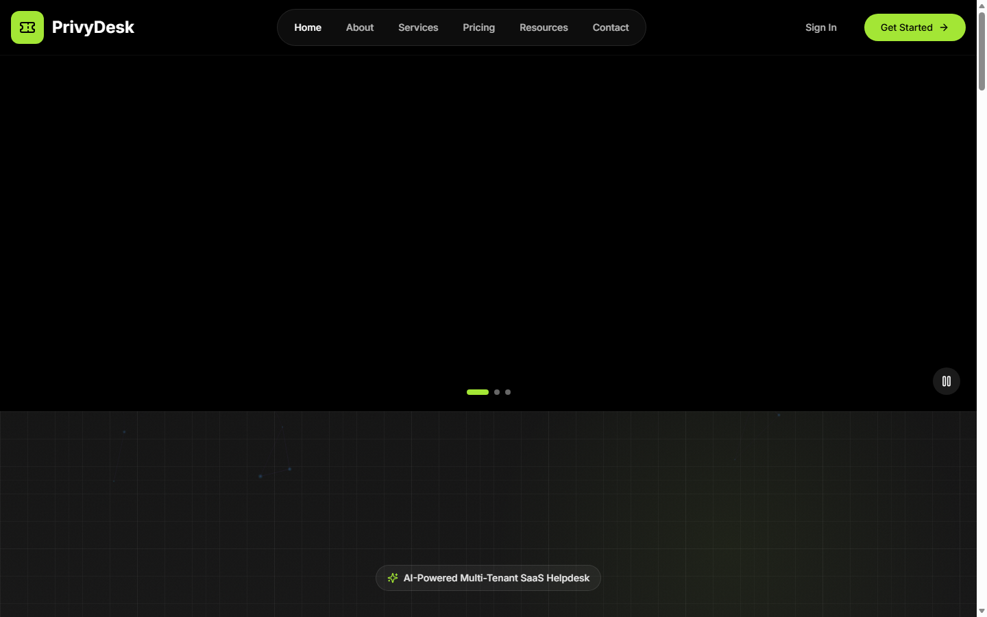 Screenshot of the live PrivyDesk customer support platform homepage