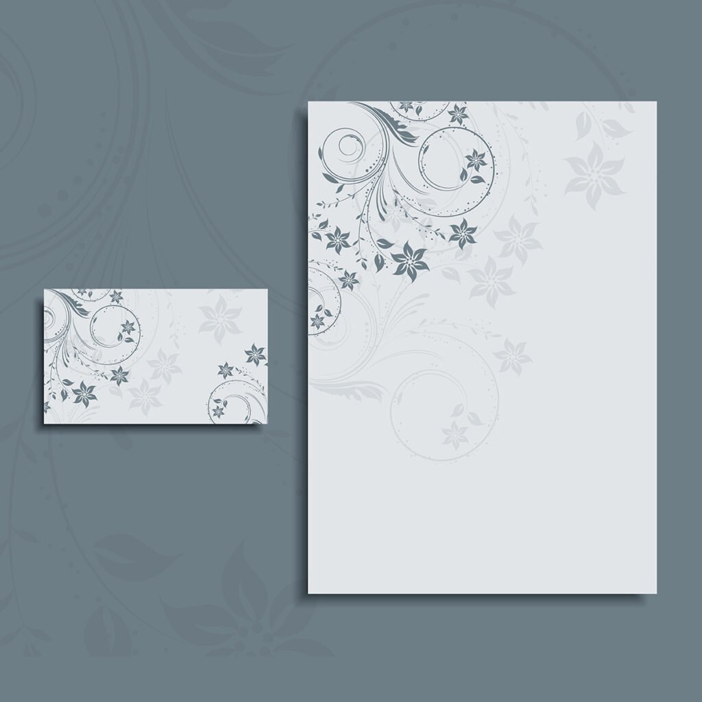 Floral design layout for a letterhead and business card