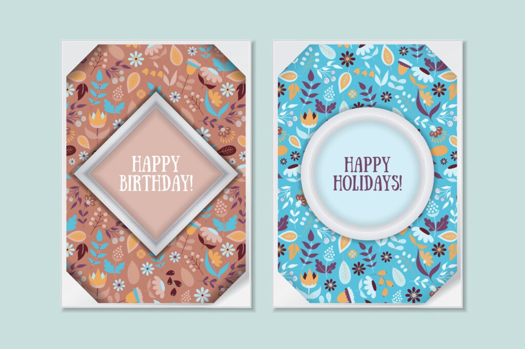Cute vintage doodle floral cards set for invitation, label, banner, wedding, party, baby shower, hen-party, mother's day, valentine. Beautiful background with gentle flowers and leaves. Vector